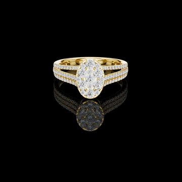 0.94 TCW Round Cluster Ring with Triple Row Pavé Moissanite Diamond for Radiant Brilliance