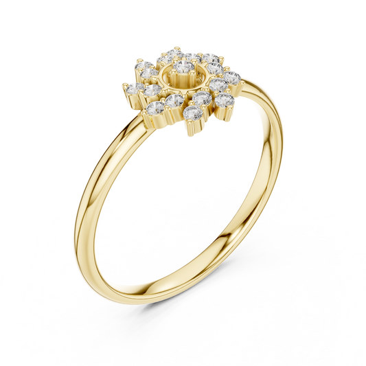 0.008 CT Floral Ring Featuring a Brilliant Lab Grown Diamond Bloom with Sparkling Petal Accents