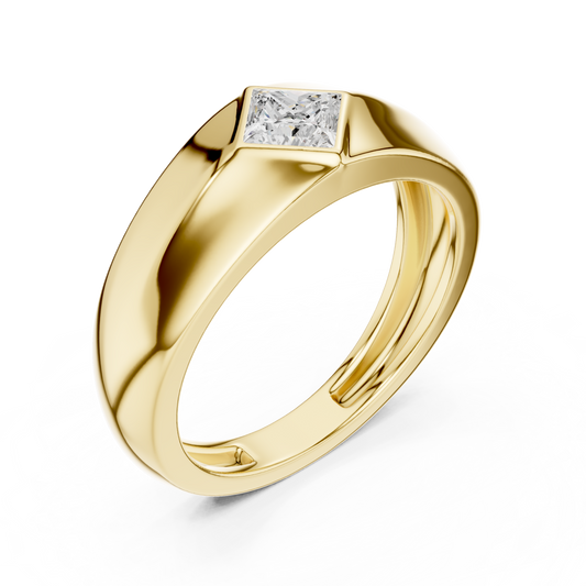 0.5 TCW Regal Prism Luxurious Band with Princess Cut Lab Grown Diamond Inlay