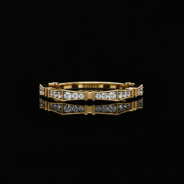 0.16 TCW Geometric Moissanite Diamond Accent Band with Vintage Inspired Detailing For Her
