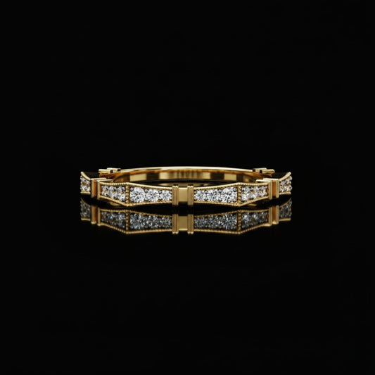 0.16 TCW Geometric Lab Grown Diamond Accent Band with Vintage Inspired Detailing For Her