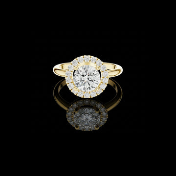 1.01 CT Bespoke Sparkle Round Cut Moissanite Diamond Halo Ring in Gold