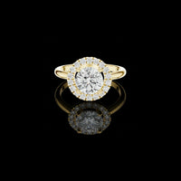 Round Cut Halo Moissanite Diamond Filigree Engagement Ring
