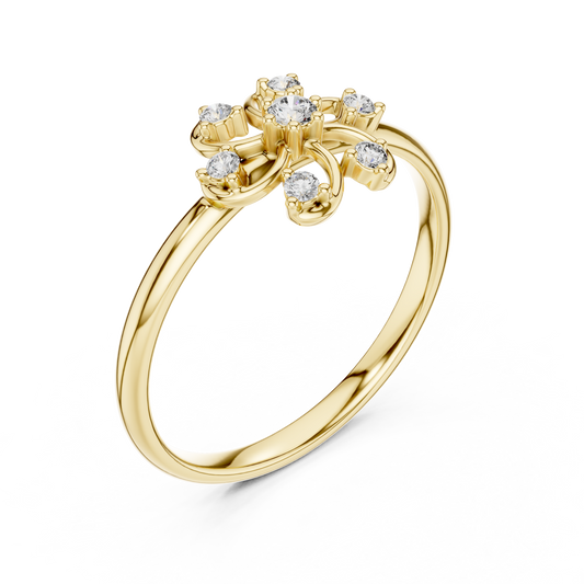 Swirl Minimalist Promise Ring With Round Moissanite Diamond