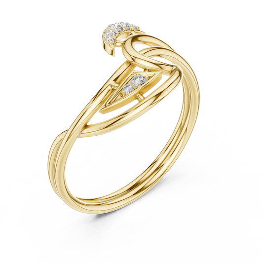 Round Cut Lab Diamond Abstract Bypass Open Minimal Ring