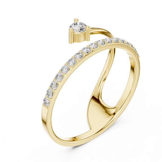 Round Cut Lab Diamond Open Wrap Pave Bypass Ring