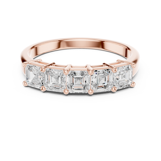 Asscher Cut Half Eternity Lab Grown Diamond Wedding Band Ring