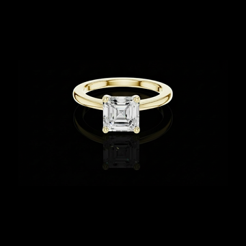Asscher Cut Moissanite Diamond Solitaire Engagement Rings