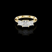 Ascher Lab Diamond Three Stone Ring With Princess Cut Side Stones