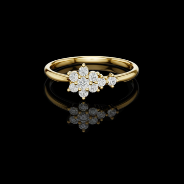 0.15 TCW Radiant Ring with an Asymmetrical Floral Lab Grown Diamond Cluster Design