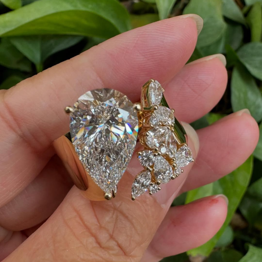 Pear Cut Lab Grown Diamond Open Bypass Ring