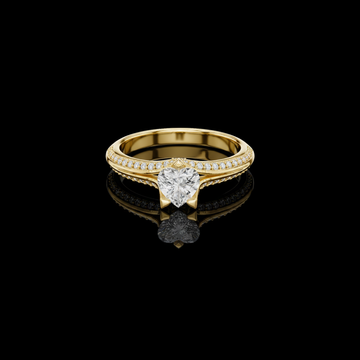 Heart Cut Moissanite Diamond Split Shank Engagement Ring Pave Band