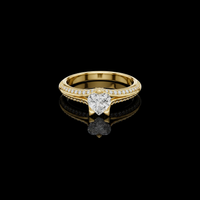 Heart Cut Lab Grown Diamond Split Shank Engagement Ring Pave Band