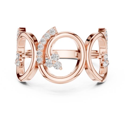 Open Circle Pavé Round Lab Diamond Geometric Statement Ring