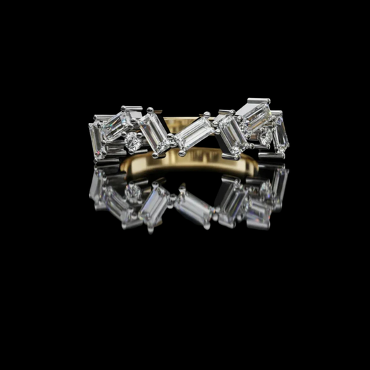 0.56 CT Shiny Baguette and Round Lab Created Diamond Band Modern Geometric Eternity Luxury Fine Jewelry