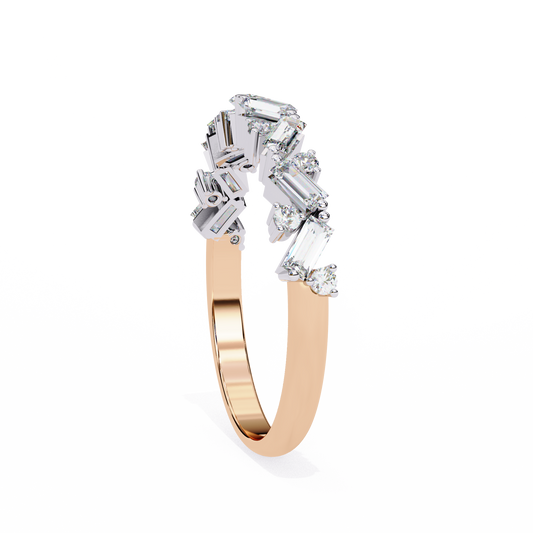 Baguette Cut Lab Grown Diamond Geometric Anniversary Band Ring