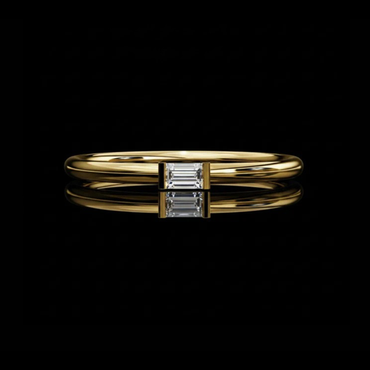 0.11 CT Minimalist Baguette Cut Lab Grown Diamond Solitaire Ring By Ivevar Luxury