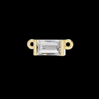 Horizontal Baguette Cut Solitaire Bar Pendant with Center Moissanite