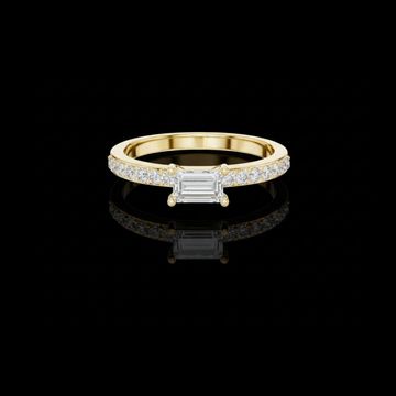 1.13 CT Exclusive Baguette Cut Moissanite Diamond Ring with Classic Pave Set Accents
