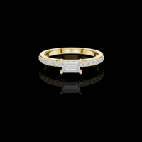 Baguette Cut Lab Grown Diamond Pave Engagement Ring