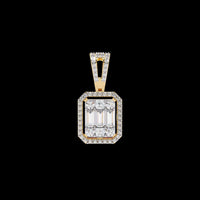 Emerald Shape Illusion Cluster Pendant with Baguette and Round Moissanite