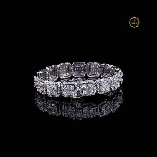 Round Cut Lab Grown Diamond Cushion Link Tennis Bracelet