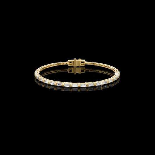 3.70 TCW Designer Baguette Cut Moissanite Diamond Bracelet with Contemporary Geometric Links