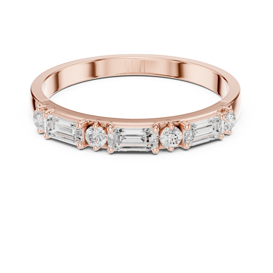 Baguette and Round Lab Grown Diamond Wedding Band