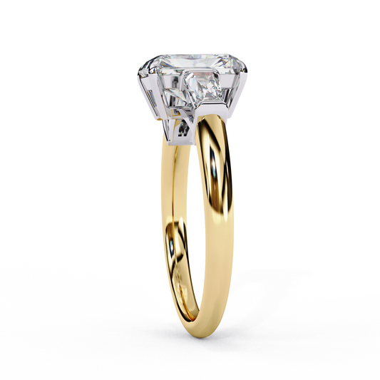 Emerald Cut Lab Diamond Three Stone Wedding Jewelry For Her