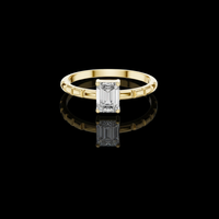 Emerald Cut Lab Grown Diamond Bamboo Band Solitaire Ring