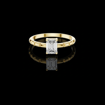 0.50 TCW Classic Emerald Cut Lab Grown Diamond Ring with Bamboo Style Sculpted Band