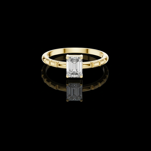 Emerald Cut Moissanite Diamond Solitaire Engagement Ring