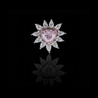 1.00 CT Heart-Cut Pink Gem Ring Surrounded by Moissanite Pear Diamond Petals