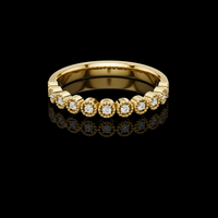 Round Bezel Set Diamond Station Lab Grown Wedding Band