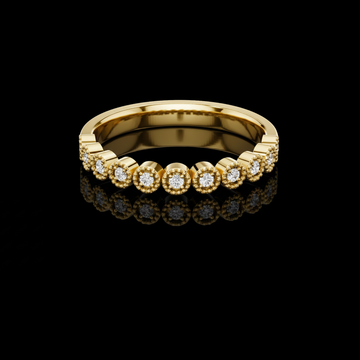 0.12 TCW Stunning Beaded Edge Lab Grown Diamond Band With Round Brilliant Accents
