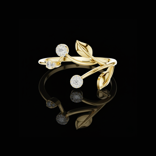 Nature Inspired Leaf Moissanite Diamond Ring