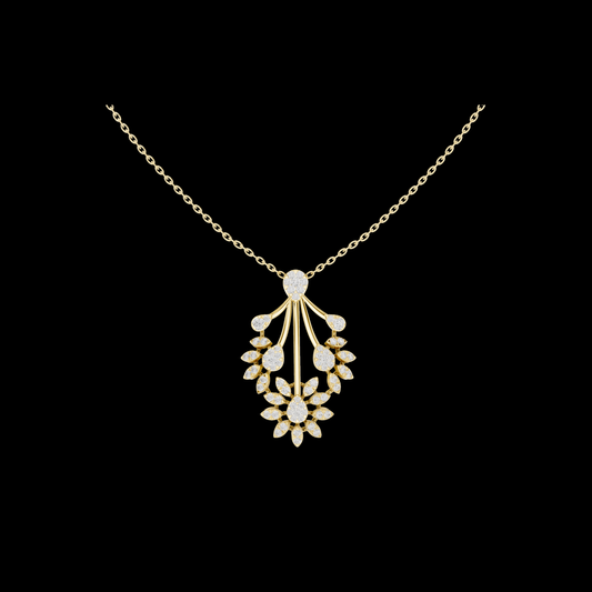 Floral Drop Pendant with Moissanite