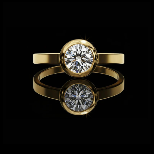 0.64 TCW Round Cut Bezel Set Lab Grown Diamond Engagement Solitaire Ring