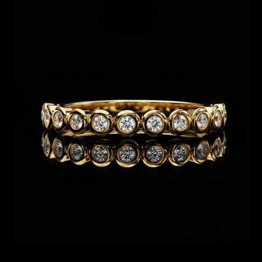 Round Cut Bezel Set Lab Grown Diamond Eternity Stacking Band Ring