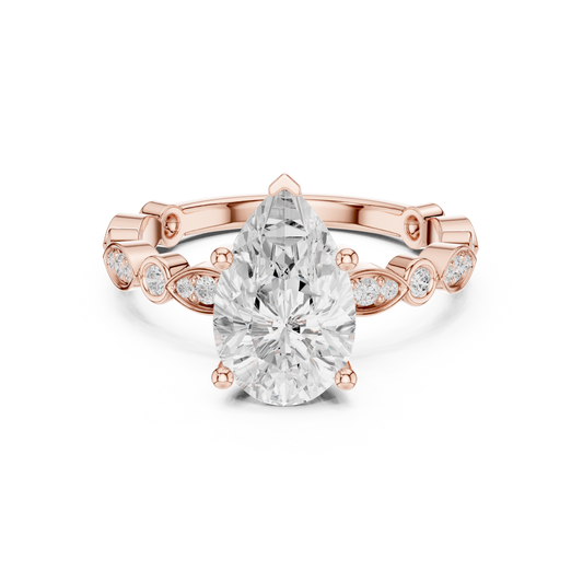 Vintage Inspired Pear Cut Solitaire Moissanite Diamond Wedding Ring For Women