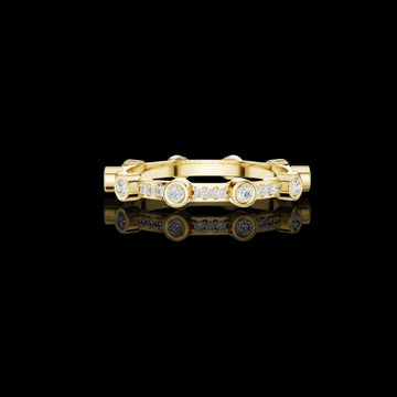 0.37 TCW Modern Stacking Bezel Set Moissanite Diamond Eternity Band with Pave Detailing