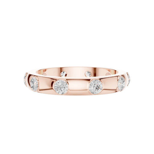 Round Lab Grown Diamond Flush Set Wedding Band Ring