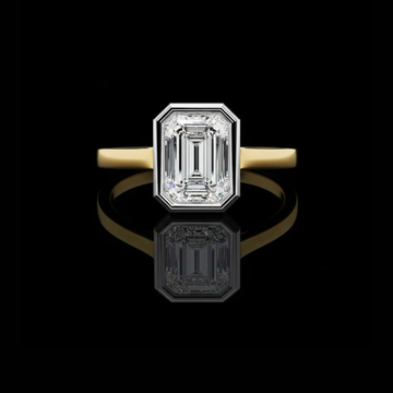 1.31 TCW Elegant Emerald Cut Moissanite Diamond Ring with Modern Bezel Setting Ring