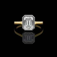 Emerald Cut Bezel Setting Moissanite Engagement Ring