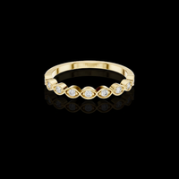 0.11 TCW Delicate Bezel Set Round Moissanite Diamond Band with Marquise Inspired Design