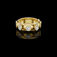 Bezel Set Round Lab Grown Diamond Wide Band Statement Ring