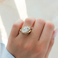 East West Marquise Lab Grown Bezel Set Curve Band Ring