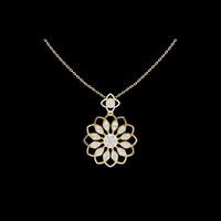 Floret Pattern Layering Pendant Encrusted with Multi-Stone Moissanite