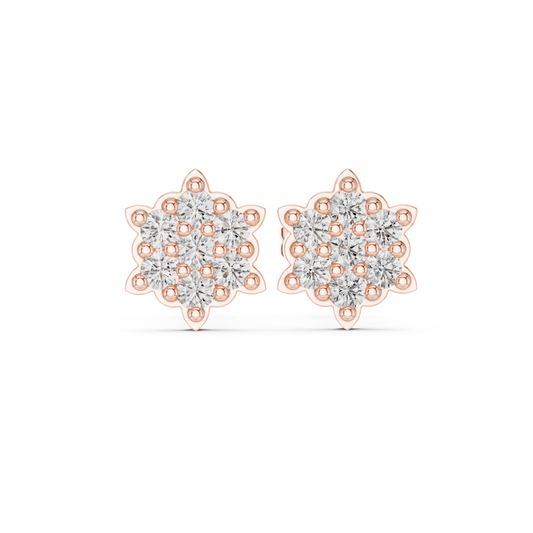Celestial Bloom Lab Diamond Cluster Stud Earrings with Petal Inspired Floral Geometry
