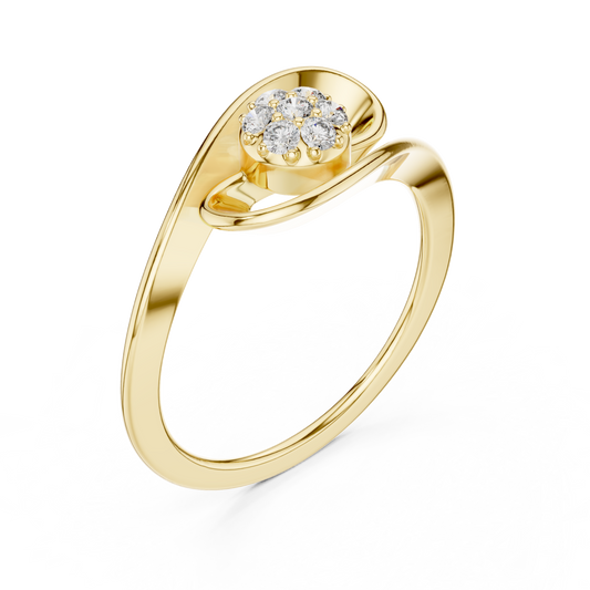 Round Moissanite Diamond Cluster Abstract Swirl Statement Ring
